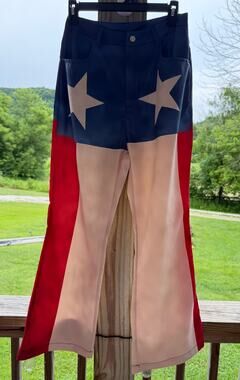 Americana Patriotic Western Rodeo Festival USA Statement Wide Leg Pants Size M